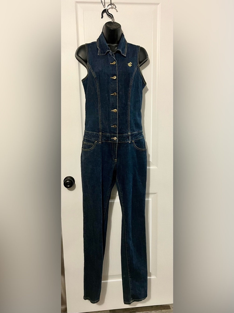 Rocawear Dark Blue Sleeveless Denim Overalls Jumpsuit